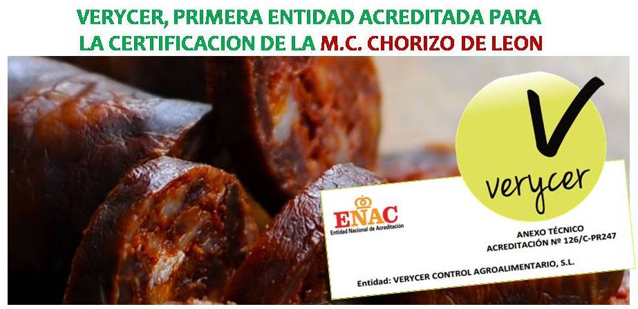 imagen de la noticia: VERYCER CONSIGUE LA ACREDITACION ENAC PARA LA MARCA COLECTIVA CHORIZO DE LEON